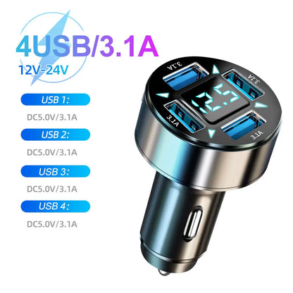 Ultimate 66-250W PD Car Charger with QC3.0 Fast Charging - Multi-Device Cigarette Lighter Plug with Digital Display