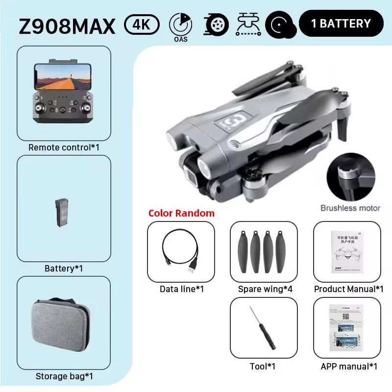 MINI Z908Pro Max 4K FPV Drone - Professional Brushless Quadcopter with Obstacle Avoidance & Folding Design