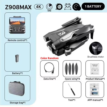 MINI Z908Pro Max 4K FPV Drone - Professional Brushless Quadcopter with Obstacle Avoidance & Folding Design